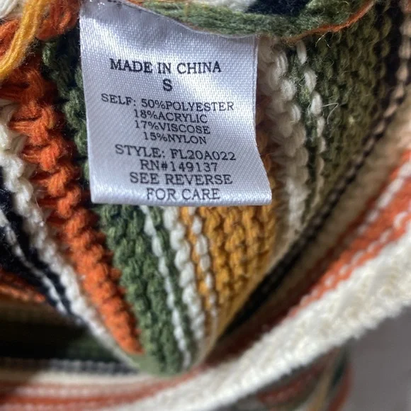 Favlux Neutral Striped Knit Oversized Cropped 3/4 Sleeve Sweater Size Small - Picture 8 of 10